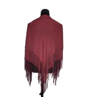 Collection XIIX ltd Vintage Large Square Maroon Chiffon Scarf w/ Fringe 41 in